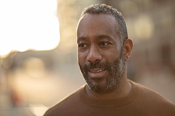 Mature man with hearing issues