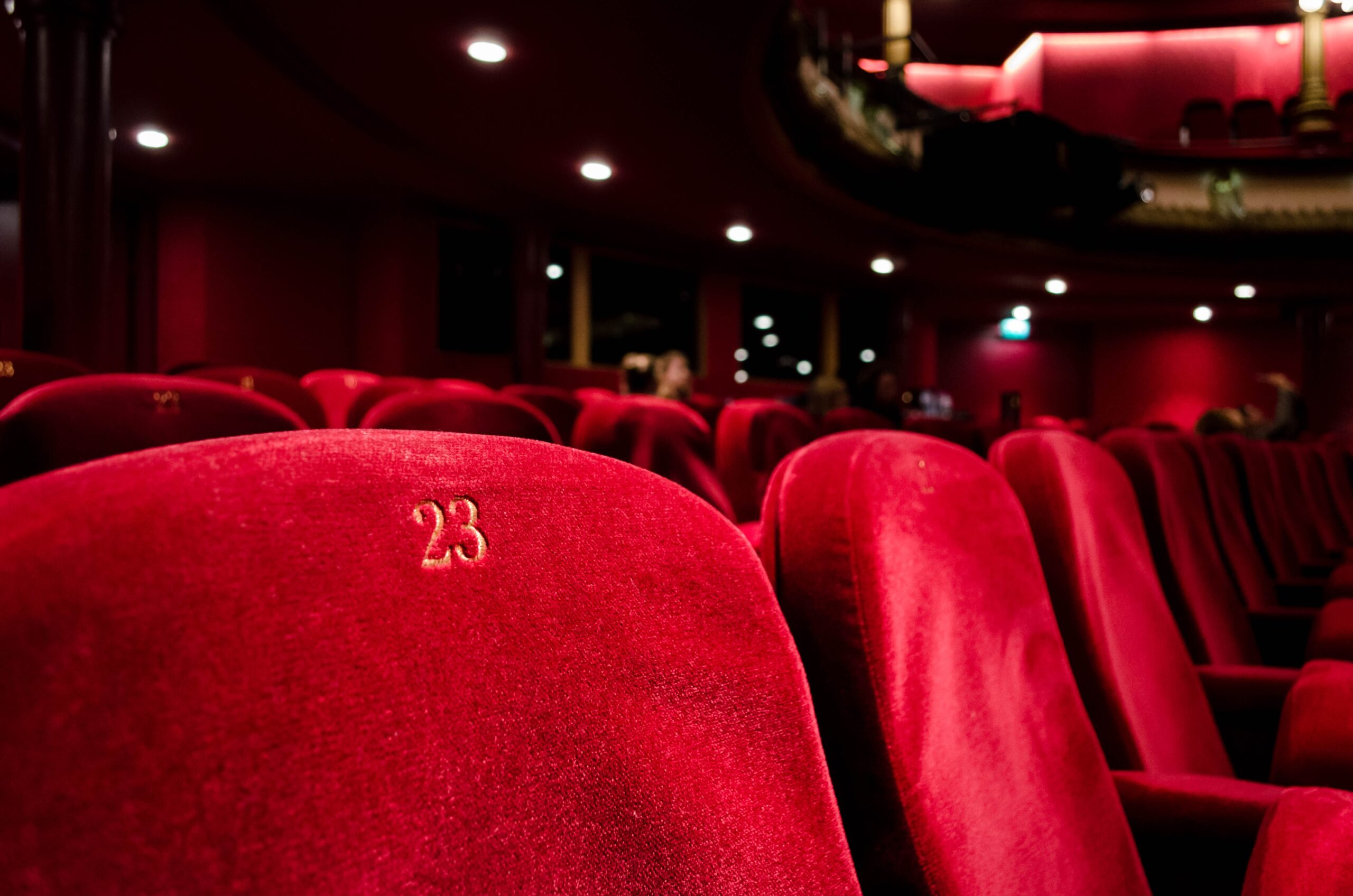 A row of seats in a theatre